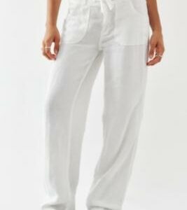 BDG White Five-Pocket Linen Pants - White XL at Urban Outfitters