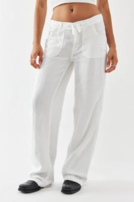 BDG White Five-Pocket Linen Pants - White XL at Urban Outfitters