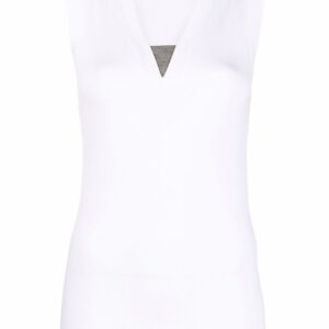 BRUNELLO CUCINELLI- Cotton Blend V-neck Tank Top