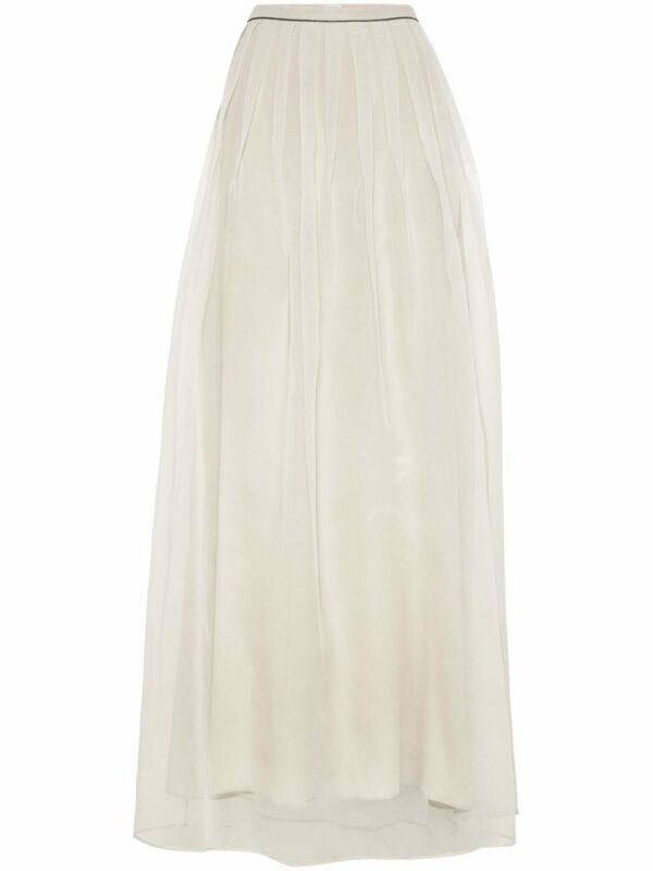 BRUNELLO CUCINELLI- Silk Maxi Pleated Skirt