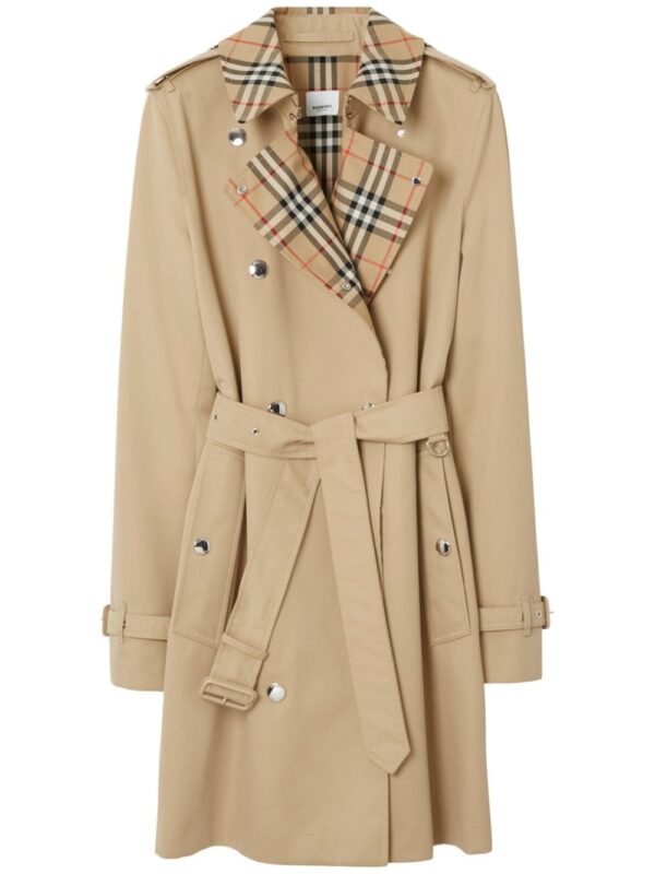 BURBERRY- Vintage Check Motiv Cotton Trench Coat