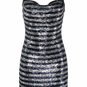 Babydoll Cowl Neck Glitter Short Dress