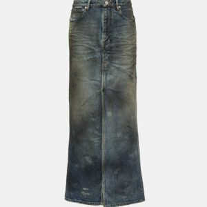 Balenciaga Bleached denim maxi skirt