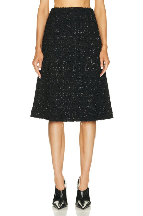 Balenciaga Tweed Midi Skirt in Black - Black. Size 36 (also in 34, 38, 40).