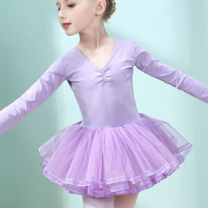 Ballet Dance Costumes Lavender Women's Kid's Dancer Cut Out Ruffles Artwork Pleated Cotton Blend Dress Tunic dancing wear