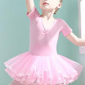 Ballet Dance Costumes Pink Women's Kid's Dancer Cut Out Ruffles Artwork Pleated Cotton Blend Dress Tunic performance wear