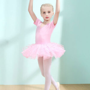 Ballet Dance Costumes Pink Women's Kid's Dancer Cut Out Ruffles Polka Dot Pleated Cotton Blend Dress Tunic performance wear