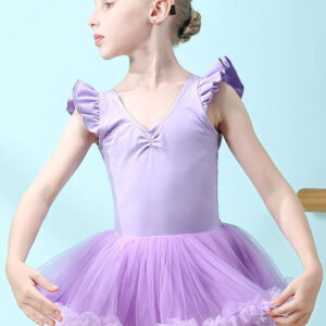 Ballet Dress Lilac Women's Kid's Dancer Cut Out Ruffles Artwork Pleated Cotton Blend Dress Tunic dancing wear