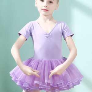 Ballet Dress Lilac Women's Kid's Dancer Cut Out Ruffles Artwork Pleated Cotton Blend Dress Tunic performance wear