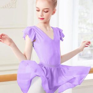 Ballet Dress Violet Women's Kid's Ballerina Pleated Artwork Shaping Lycra Spandex Skirt Set performance wear