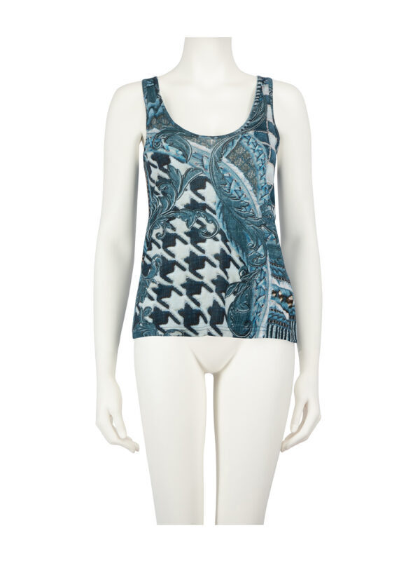 Balmain Blue Printed Tank Top