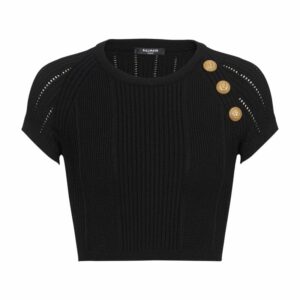 Balmain Button Detail Crop Top