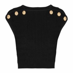 Balmain Button-Detail Crop Top