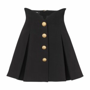 Balmain Crepe Pleated Tulip Skirt