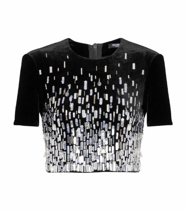 Balmain Embellished Crop Top