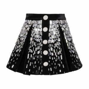 Balmain Embellished Skater Mini Skirt