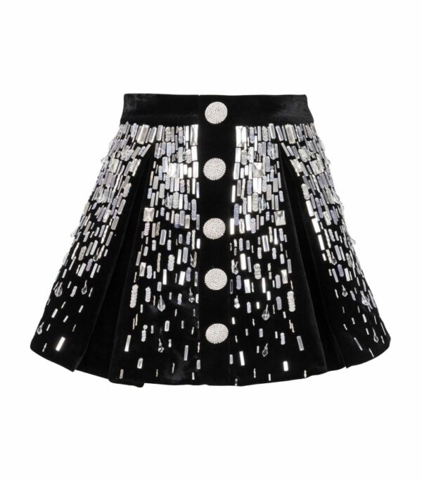 Balmain Embellished Skater Mini Skirt