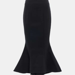 Balmain High-rise flared cotton-blend midi skirt