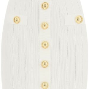 Balmain Knit Mini Skirt With Embossed Buttons