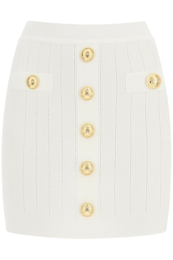 Balmain Knit Mini Skirt With Embossed Buttons