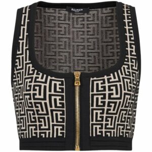 Balmain Knitted Monogram Crop Top