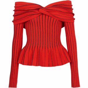 Balmain Knotted Off-The-Shoulder Blouse