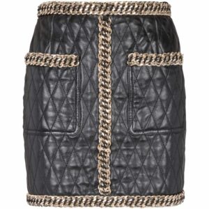 Balmain Leather Embellished Mini Skirt