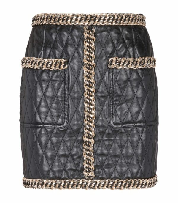 Balmain Leather Embellished Mini Skirt