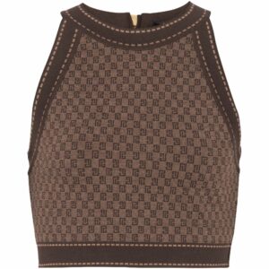 Balmain Monogram-Jacquard Crop Top