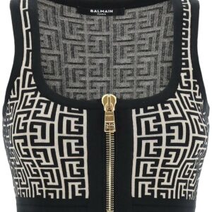 Balmain Monogram Knit Crop Top