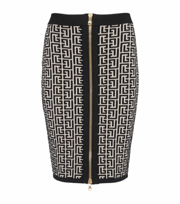 Balmain Monogram Midi Skirt