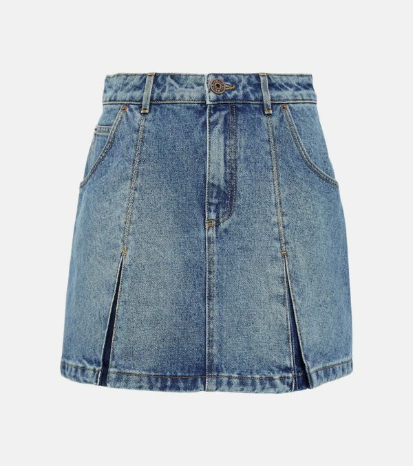 Balmain Pleated denim mini skirt