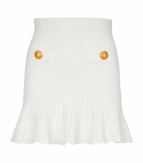 Balmain Pointelle-Knit Skater Skirt