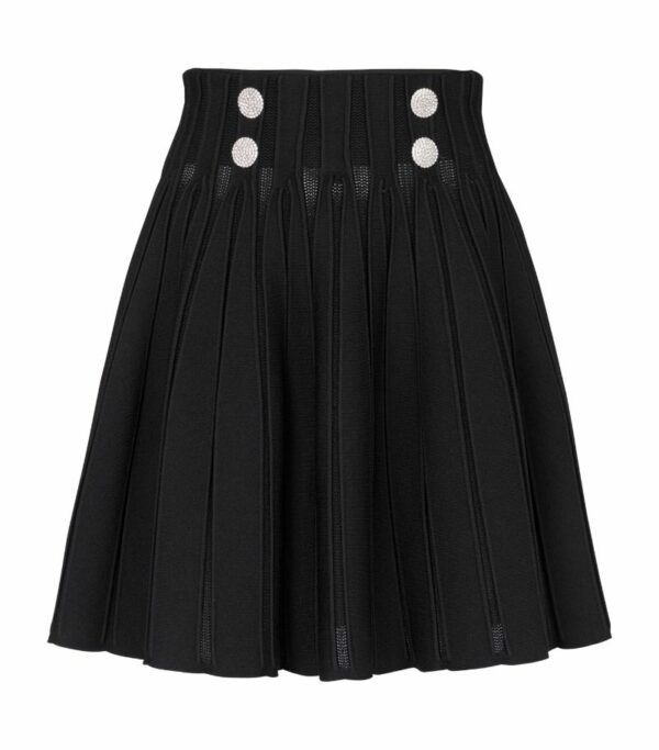 Balmain Rib-Knit Skater Skirt