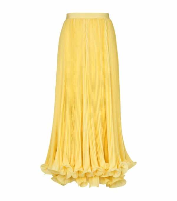 Balmain Ruffle-Hem Pleated Skirt