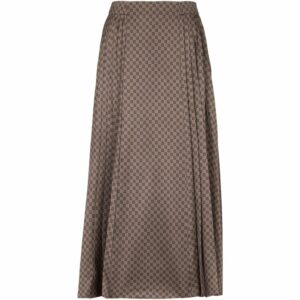 Balmain Satin Monogram Midi Skirt