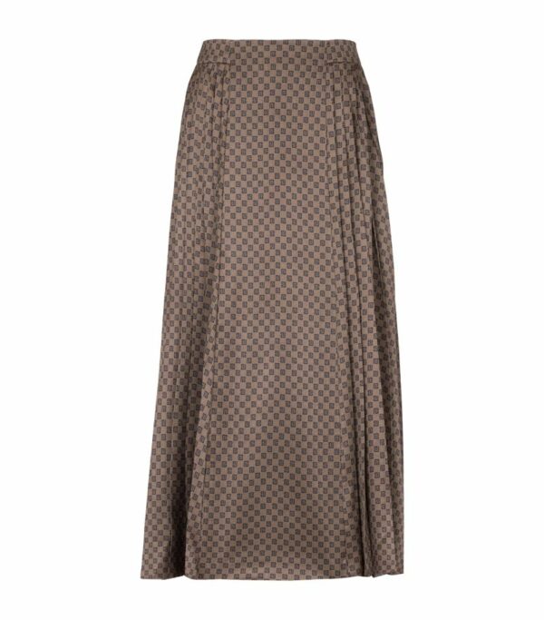 Balmain Satin Monogram Midi Skirt