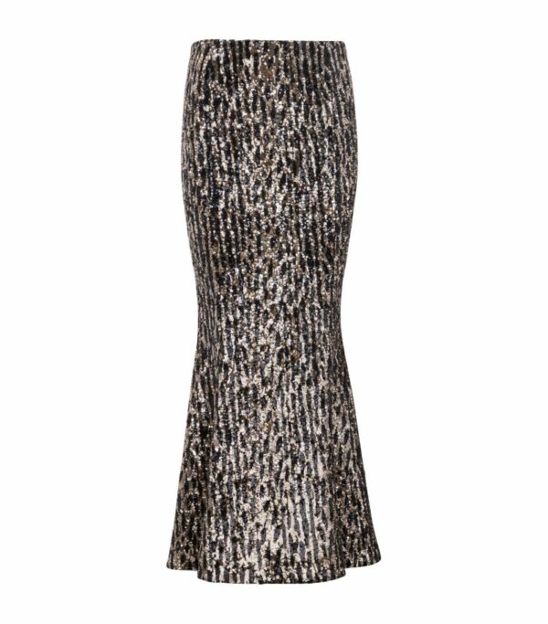 Balmain Sequin-Embellished Flared Midi Skirt