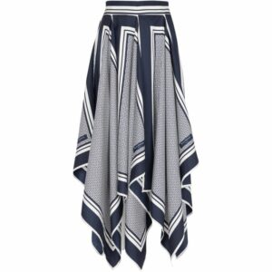 Balmain Silk Monogram Midi Skirt