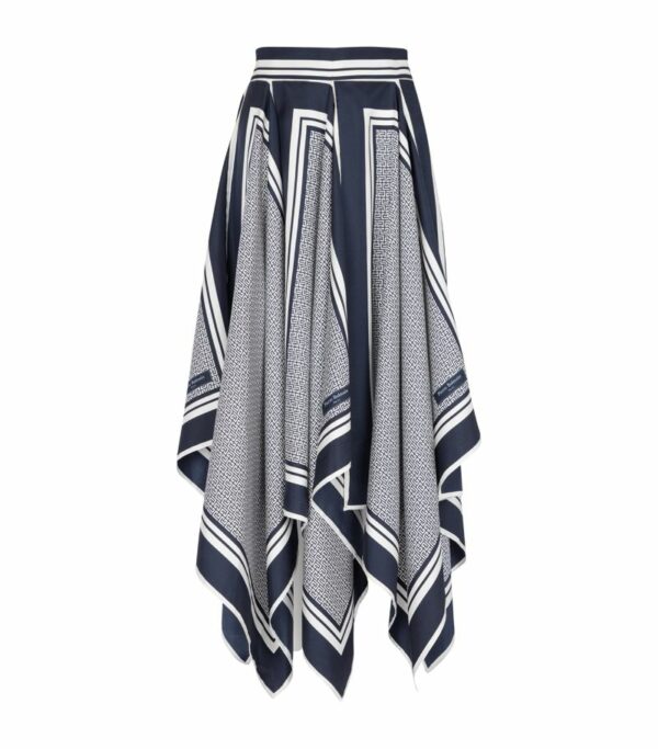 Balmain Silk Monogram Midi Skirt