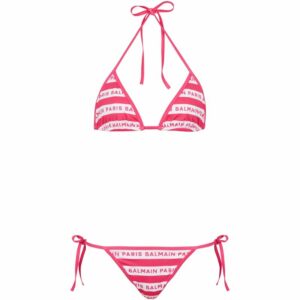 Balmain Striped Logo Bikini