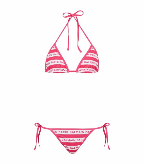 Balmain Striped Logo Bikini