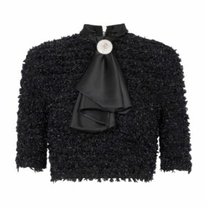 Balmain Textured-Tweed Crop Top