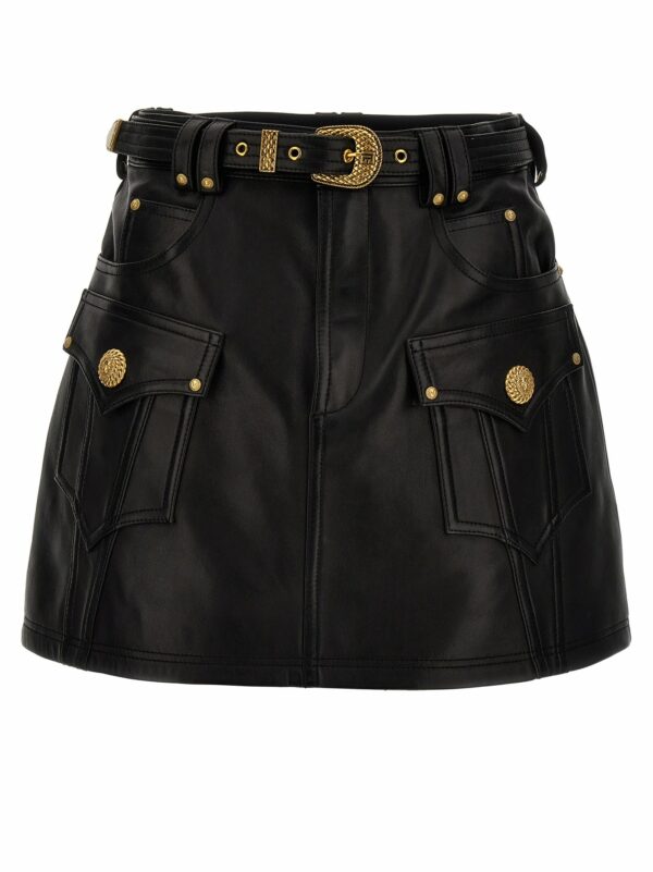 Balmain Western Leather Skirt