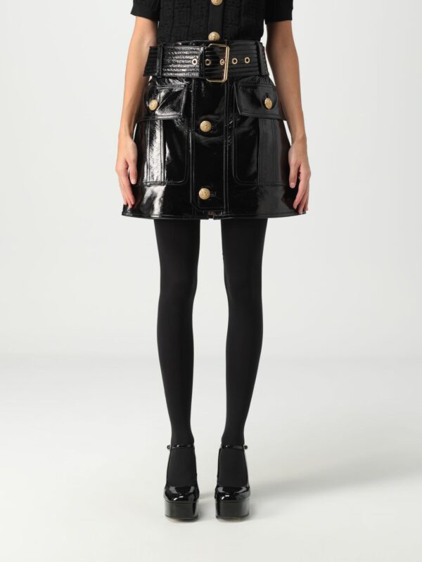 Balmain patent leather skirt with buttons