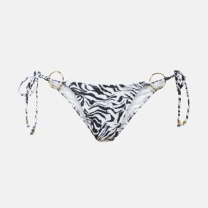 Bananhot Ring-detail zebra-print bikini bottoms