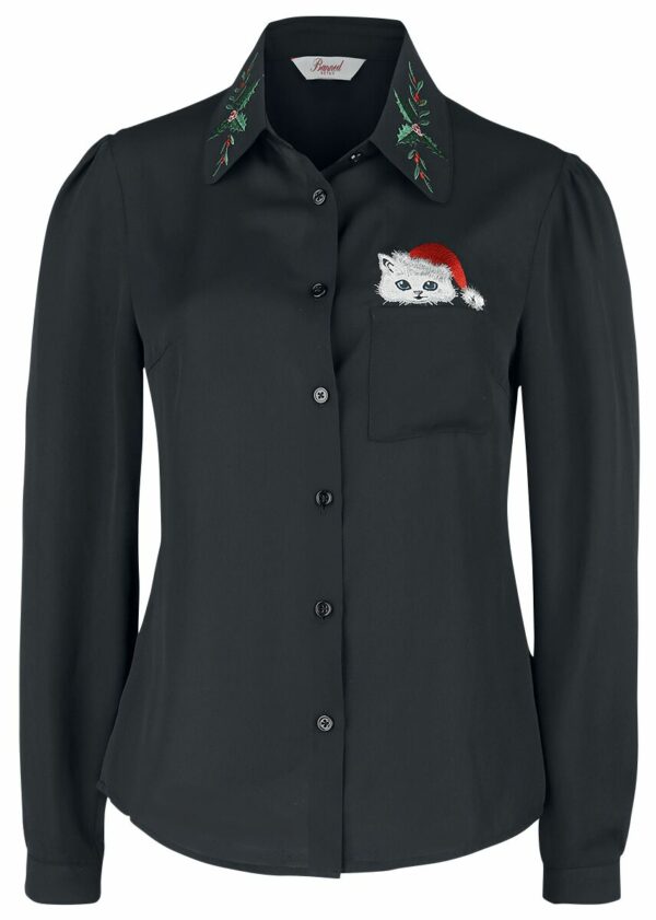 Banned Retro Pocket Cat Blouse Blouse black