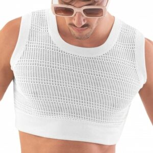 Barcode Luz Mesh Crop Top - White