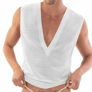 Barcode Mayo Mesh Tank Top - White