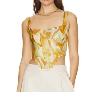 Bardot Tiani Corset Bustier in Yellow. Size 8.